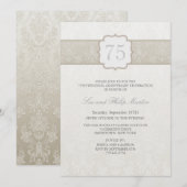 クリーム フラワー ダマスク ウェディング アニバーサリー 招待状 (正面/裏面)