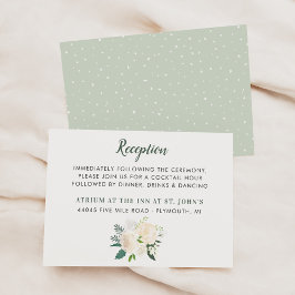 クリーム フローラル グリーン ブーケ ウェディング レセプション エンクロージャーカード