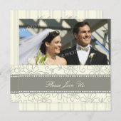 クリーム·フローラ·フ結婚ォトの誓いの更新招待状 招待状 (正面/裏面)