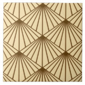 クリーム&ブラウンアールデコファンパターンダイヤモンド タイル (正面)