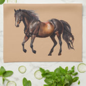 クリーム ブラウン サウスウエスト ホース キッチンタオル (折り畳み)