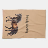 クリーム ブラウン サウスウエスト ホース キッチンタオル (横)