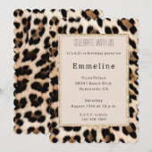 クリーム ブラウン ブラック レオパード ゴールド グリッター 招待状 (正面/裏面)