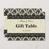 クリーム&ブラックダマスコギフトテーブルカード ポストカード (正面/裏面)