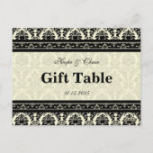 クリーム&ブラックダマスコギフトテーブルカード ポストカード (裏面)