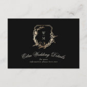 クリーム&ブラックモノグラム金ゴールド |我々の結婚詳細 エンクロージャーカード (正面)