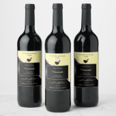 クリーム ブラック ウェーブ ローズゴールド ハート 商品ラベル ワインラベル (ボトル)