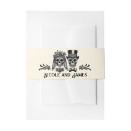 クリーム ブラック ゴールド ヴィンテージ スケルトン ウェディング 招待状ベリーバンド