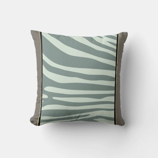 クリーム、ブラック、ミントの緑のゼブラ印刷 クッション (正面)