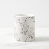 クリーム ブラック 秋の花 コーヒーマグカップ (中央)