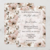 クリーム ブラッシュ ピンク フローラル ウェディング 招待状 (正面/裏面)