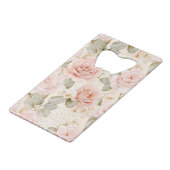 クリーム ブラッシュ ピンク ローズ 花の花嫁のシャワー クレジットカード栓抜き (正面アングル)