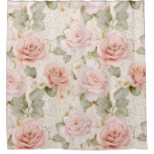 クリーム ブラッシュ ピンク ローズ 花の花嫁のシャワー シャワーカーテン (正面)