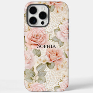 クリーム ブラッシュ ピンク ローズ 花の花嫁のシャワー iPhone 16 PRO MAXケース