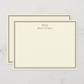 クリーム&ブラモノグラムのウン ノートカード (正面/裏面)