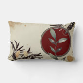 クリーム&ブルゴーニュウォーターカラーボタニカルデザイン ランバークッション (裏面)