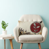 クリーム&ブルゴーニュウォーターカラーボタニカルデザイン ランバークッション (椅子)