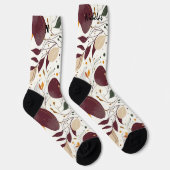 クリーム、ブルゴーニュ、マスタードの秋の果樹園 ソックス (右)