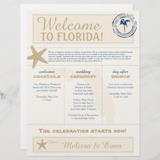 クリーム&ブルースターフィッシュウェルカムフロリダレター (正面/裏面)
