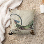 クリーム&ブルーハミングバード抽象芸術旋回 クッション (ブランケット)