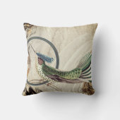 クリーム&ブルーハミングバード抽象芸術旋回 クッション (裏面)