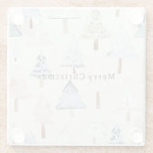 クリーム ベージュ ブルー クリスマスツリー ガラスコースター (裏面)