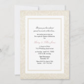 クリーム&ホワイトダマスクウェディングアニバーサリー招待状 招待状 (正面)