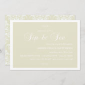 クリーム&ホワイトダマスコスsipと参照招待状 招待状 (正面/裏面)