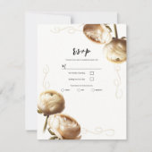 クリーム&ホワイトランヌカルスフローラ結婚式RSVP 招待状 (正面)