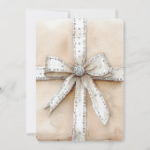 クリーム ホワイト シルバー グリッター グラム ボー 誕生日 招待状 (裏面)