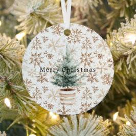 クリーム ホワイト スノーフレーク クリスマスツリー メタルオーナメント