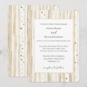 クリーム ホワイト ハート ストライプ ウェディング 招待状 (正面/裏面)