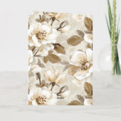 クリーム ホワイト ブラウン 花模様 ハート 愛 カード (裏面)