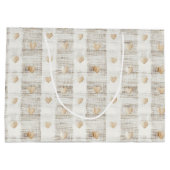 クリーム ホワイト ベージュ ボヘミアンハート ブライダルシャワー ラージペーパーバッグ (裏面)