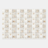 クリーム ホワイト ベージュ ボヘミア ハート ブライダルシャワー ラッピングペーパーシート (正面)