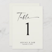 クリーム ミニマリスト ウェディング テーブル ナンバー 招待状 (正面/裏面)