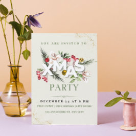 クリーム ミニマリスト クリスマスパーティー招待状 シーズンカード