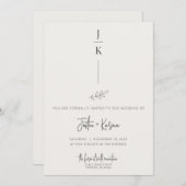 クリーム ミニマリスト ボタニカル ウェディング 招待状 (正面/裏面)