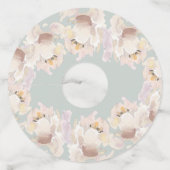 クリーム&ミントウォーターカラーフローラワイングラスラベル ワイングラスタグ (裏面)