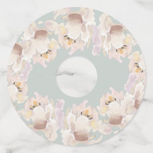 クリーム&ミントウォーターカラーフローラワイングラスラベル ワイングラスタグ (裏面)