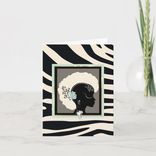 クリーム、ミントグリーン、ブラックゼブラ印刷 シーズンカード (正面)