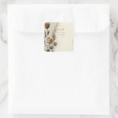 クリーム&モチャニュートラル幾何フローラ結婚ズ スクエアシール (バッグ)