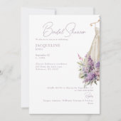 クリーム&ラベンダー結婚ズドレスブライダルシャワー 招待状 (正面)