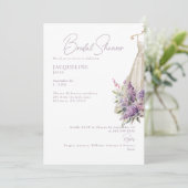 クリーム&ラベンダー結婚ズドレスブライダルシャワー 招待状 (スタンド正面)