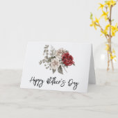 クリーム&レッドローズボホフラワーブーケ母の日 カード (黄色い花)