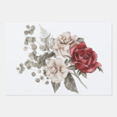 クリーム&レッドローズボホフラワーブーケ ラッピングペーパーシート (正面)