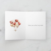 クリーム レッド ハート 風船 バレンタインデー カード (内部)