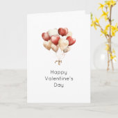 クリーム レッド ハート 風船 バレンタインデー カード (黄色い花)