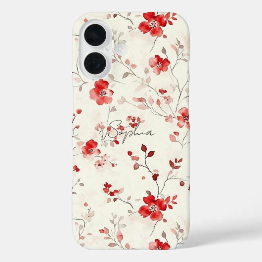 クリーム レッド フローラル Case-Mate iPhoneケース (裏面)