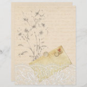 クリーム&レースフローラスクラップブック紙 (正面/裏面)